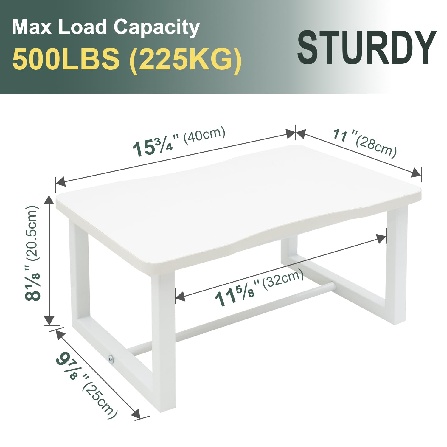 Itsst Wooden Step Stool with 500 Pounds, Wide Bed Step Stool for Adults，Wood White Step Stool&Stable Solid Metal Frame for Kitchen, Bedroom, Living Room, Bathroom