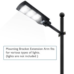 LERMITY Black Mounting Pole Pick Arm for Solar Street Light Metal LED Light Mounting Bracket (2 Pack)