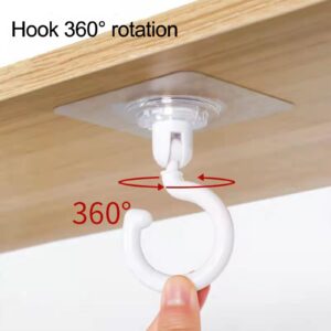 DEDEMCO 12 PCS Adhesive Hooks 360°Rotating,3 Inch Ceiling Heavy Duty Wall Hooks Under Cabinet Coat Hooks Swivel Utility Hook for Hanging Clothes,Bag,Hat,Black