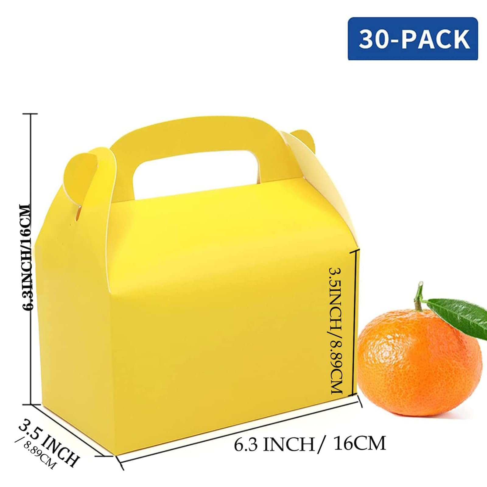 Oletx 30-Pack Yellow Party Favor Treat Boxes, Goodie Boxes, Candy Box, Gable Paper Gift Boxes with Handles Perfect for Construction Party and Chic Yellow Submarine Party Decoration Supplies