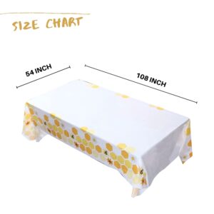 Winoo Design Bee Party Decorations - Disposable Tablecloth 54 x 108 Inches for Bee Baby Shower Birthday Party Supplies