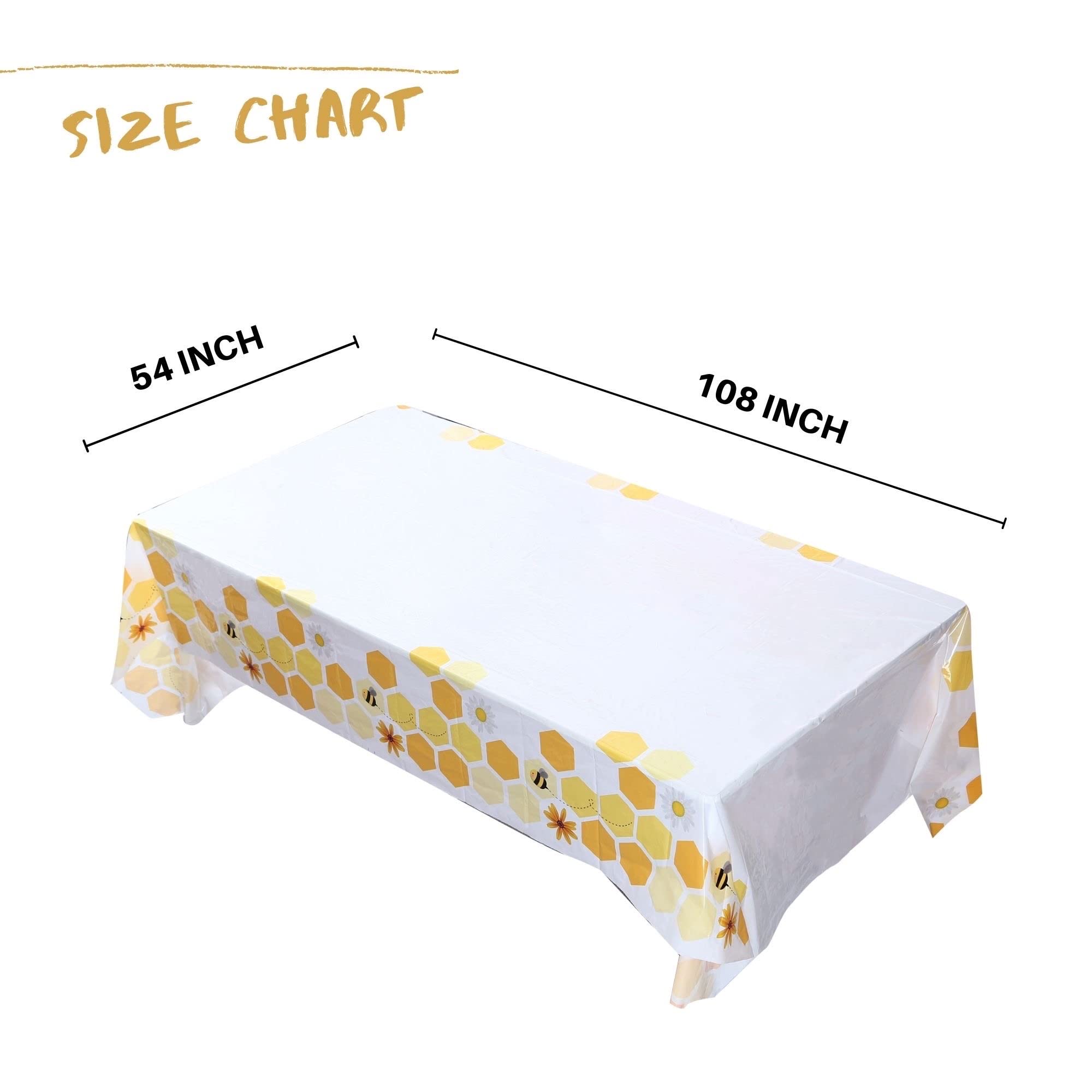 Winoo Design Bee Party Decorations - Disposable Tablecloth 54 x 108 Inches for Bee Baby Shower Birthday Party Supplies