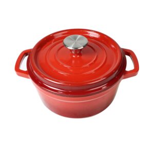 Healthy Choices 3 Qt Small Enameled Cast Iron Dutch Oven Pot with Lid, Mini Dutch Oven for Sourdough Bread Baking, Enamel Coating Cookware, Christmas Gift for Mom, Oven Safe upto 500° F, Red