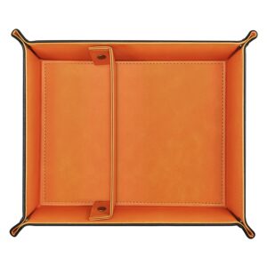 SITHON Valet Tray Desktop Storage Organizer – Removable 2 Compartments Catchall Tray Bedside Vanity Tray Nightstand Caddy Holder Desk Storage Plate, Orange