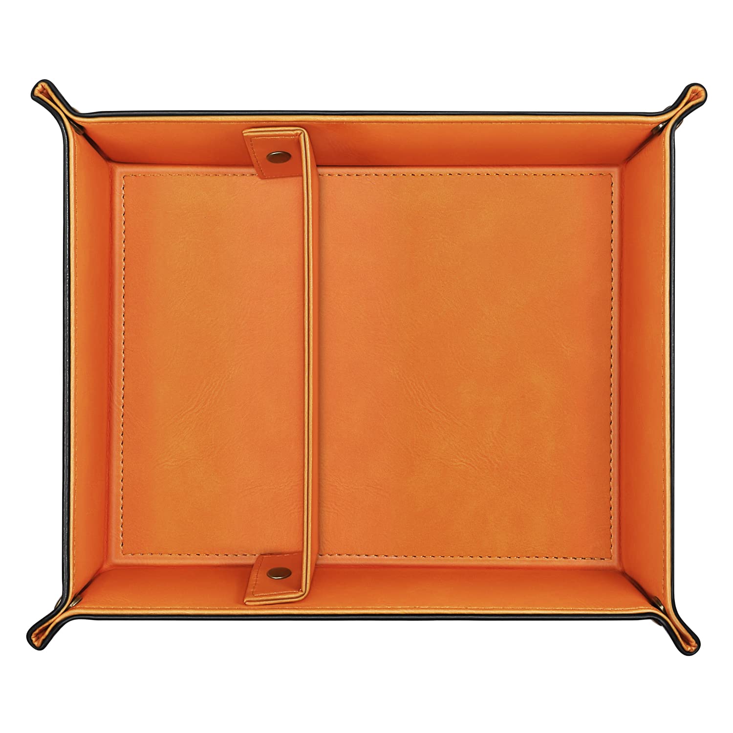 SITHON Valet Tray Desktop Storage Organizer – Removable 2 Compartments Catchall Tray Bedside Vanity Tray Nightstand Caddy Holder Desk Storage Plate, Orange