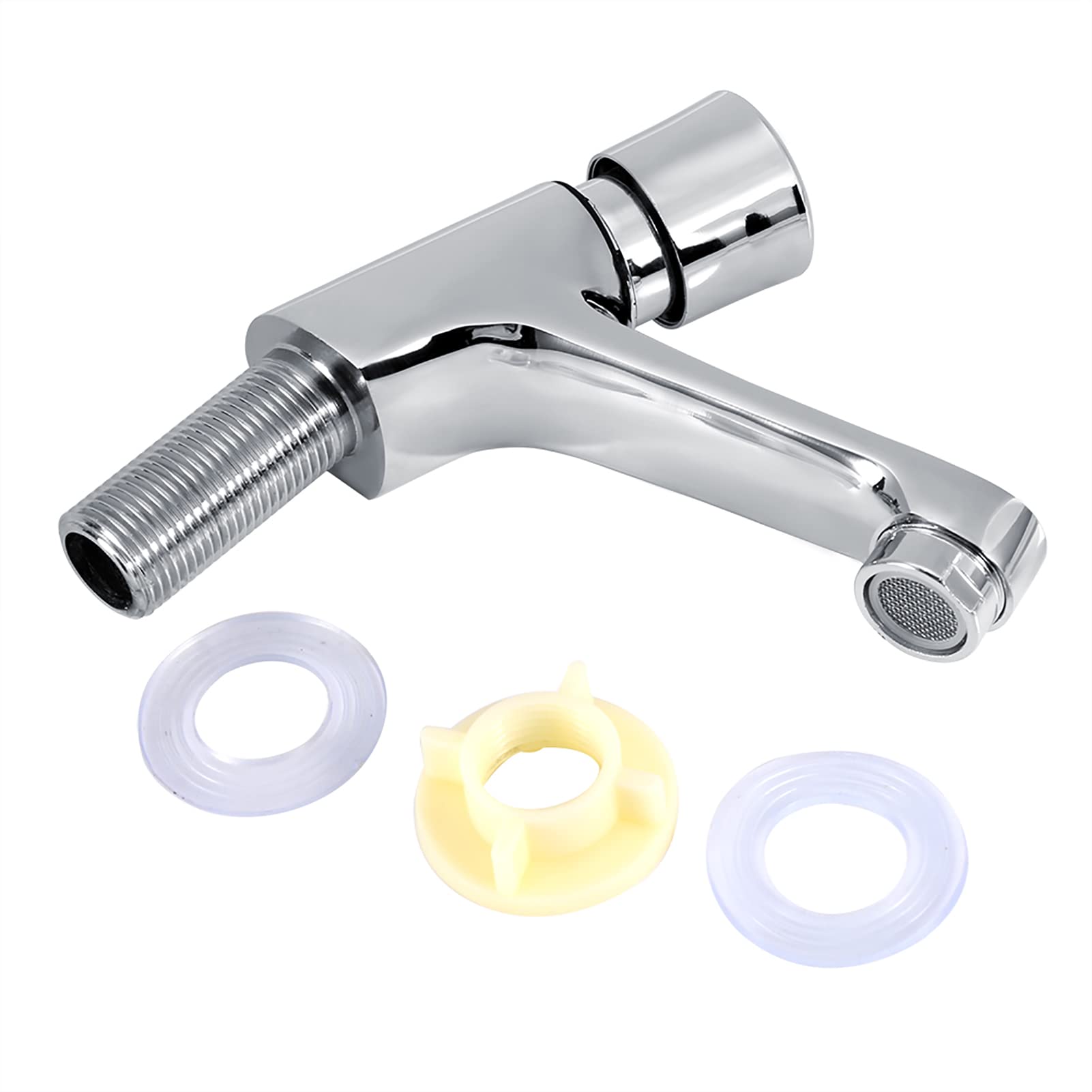 Basin Faucet Public Kitchen Bathroom Faucet G1/2 Chrome Plated Time Delay Faucet Self Closing Water Saving Sink Tap Faucet for Home Hotel