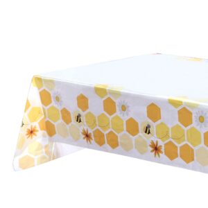 winoo design bee party decorations - disposable tablecloth 54 x 108 inches for bee baby shower birthday party supplies