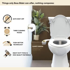 Boss Bidet Revolution Plus (Warm Water). Bidet Attachment for toilet. Luxury design, Bidet sprayer for toilet, non electric, dual nozzle, feminine wash, self cleaning. Italian Oak Wood.