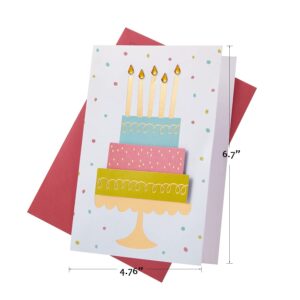 ACBOWE Happy Birthday Card for Woman, Handmade 3D Birthday Cake Birthday Card for Mom with Pink Envelopes and Golden Embossed Fireproof Paint Seal Sticker. 4.75'' x 6.75''