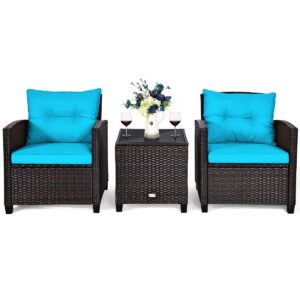 3 pcs patio furniture set, onesize, turquoise