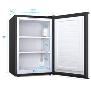 NAFORT Compact Upright Freezer 3.0 Cu. Ft. with Stainless Steel Single Door, Small Freezing Machine with Reversible Door, 7 Grade Adjustable Thermostat for Home Office