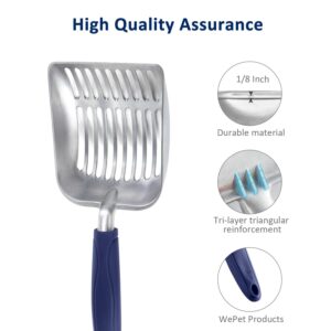 WePet Cat Litter Scoop, Aluminum Alloy Sifter, Kitty Metal Scooper, Deep Shovel, Long Handle, Poop Sifting, Kitten Pooper Lifter, Durable, Heavy Duty, for Litter Box