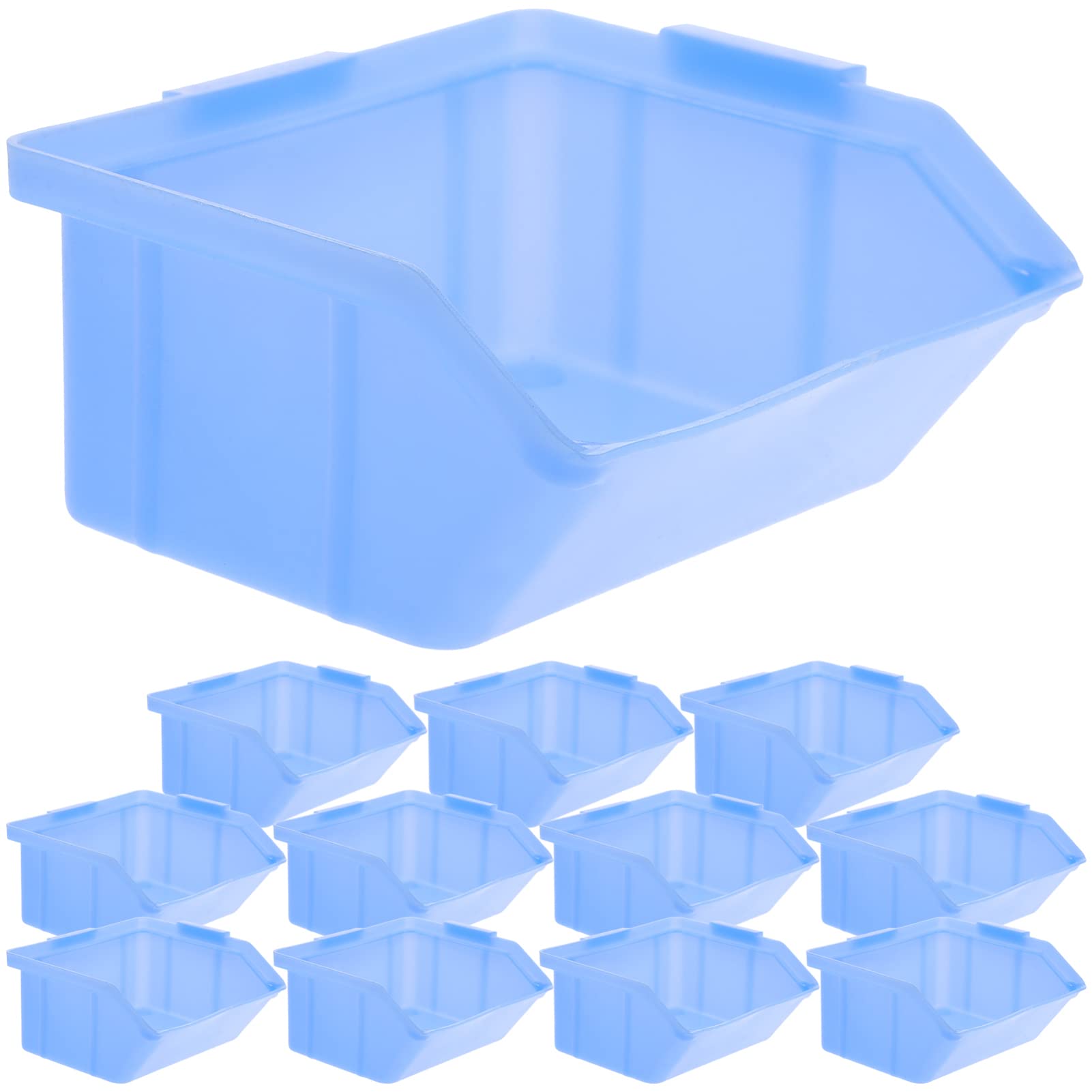 DOITOOL 12PCS Plastic Storage Bin Hanging Stacking Containers, Stackable Storage Bins Workshop Tool Organizer Bins for Parts Garage, 10X9X4. 5CM