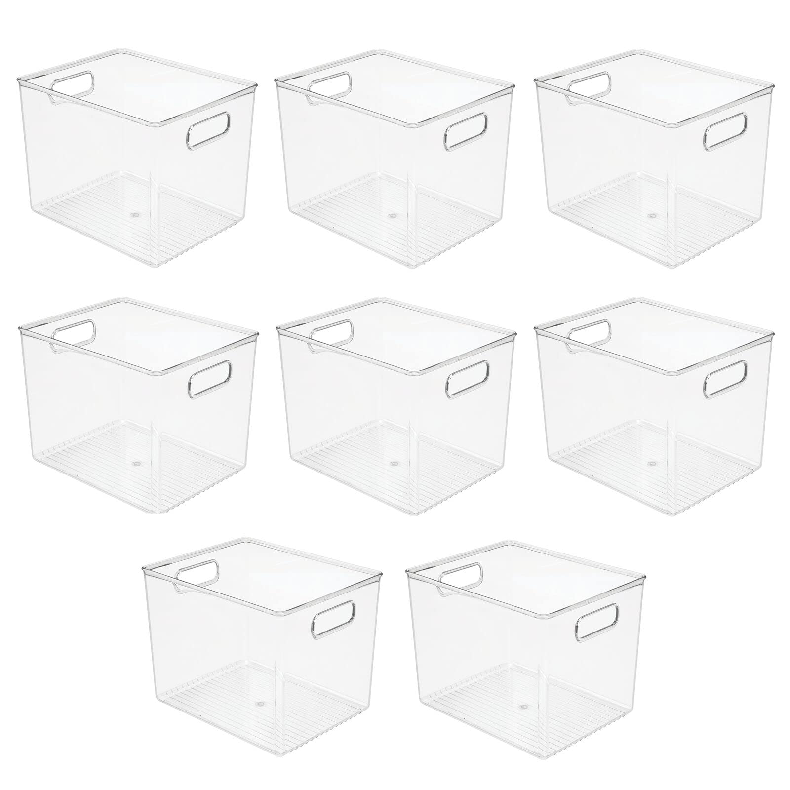 mDesign Large Plastic Bathroom Storage Organizer Bin with Handles - Organization for Bathroom Vanity, Cabinet, Closet Shelf, or Under the Bathroom Sink Organizer - Ligne Collection - 8 Pack - Clear