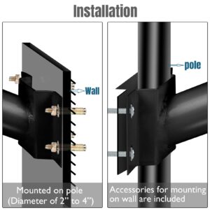 LERMITY Black Mounting Pole Pick Arm for Solar Street Light Metal LED Light Mounting Bracket (2 Pack)