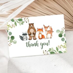 50 Pack Woodland Thank You Cards With Envelopes & Stickers, Woodland Baby Shower Thank You Note, 4 x 6 inches, Perfect for Woodland Baby Shower & Kids Birthday