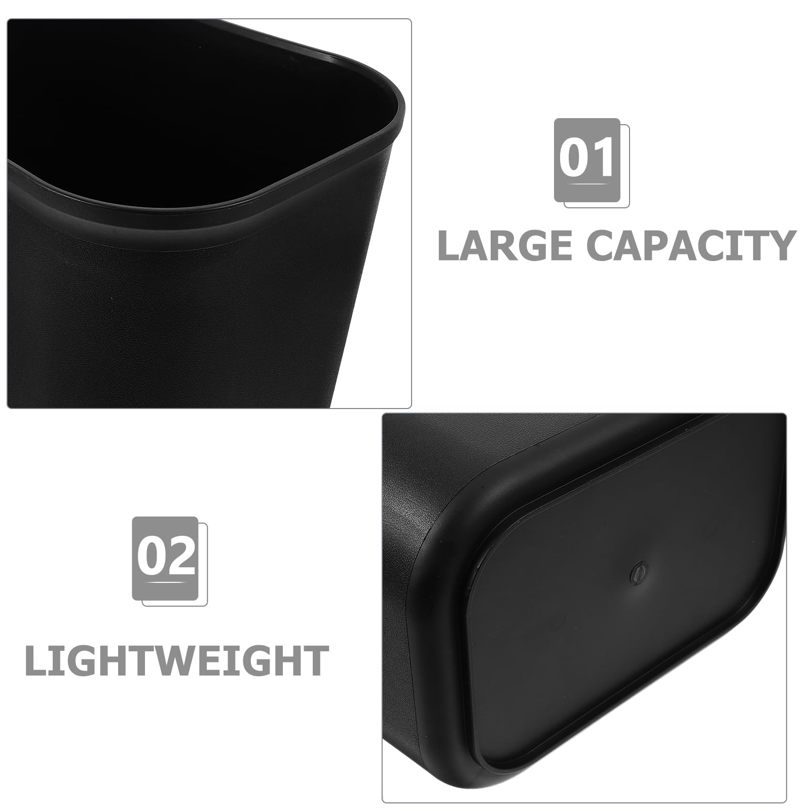 POPETPOP Small Trash Can Plastic Wastebasket : Square Garbage Can Trash Bin Rubbish Bucket - Garbage Container Basket Slim Waste Basket for Bathroom Kitchen Office, 14L