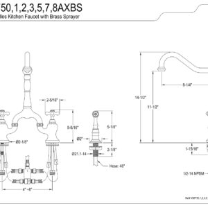 Kingston Brass KS7752AXBS English Country Bridge Kitchen Faucet, Polished Brass