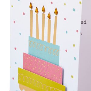 ACBOWE Happy Birthday Card for Woman, Handmade 3D Birthday Cake Birthday Card for Mom with Pink Envelopes and Golden Embossed Fireproof Paint Seal Sticker. 4.75'' x 6.75''