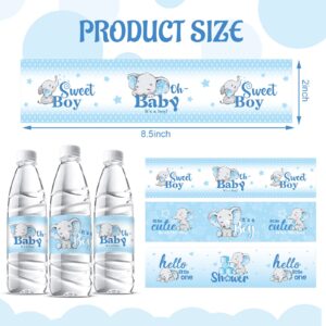 39 Elephant Baby Shower Water Bottle Labels Waterproof Water Bottle Wrappers Water Bottle Stickers Baby Shower Bottle Wraps Decorations for Baby Shower Birthday Party Water Labels Supplies (Blue)