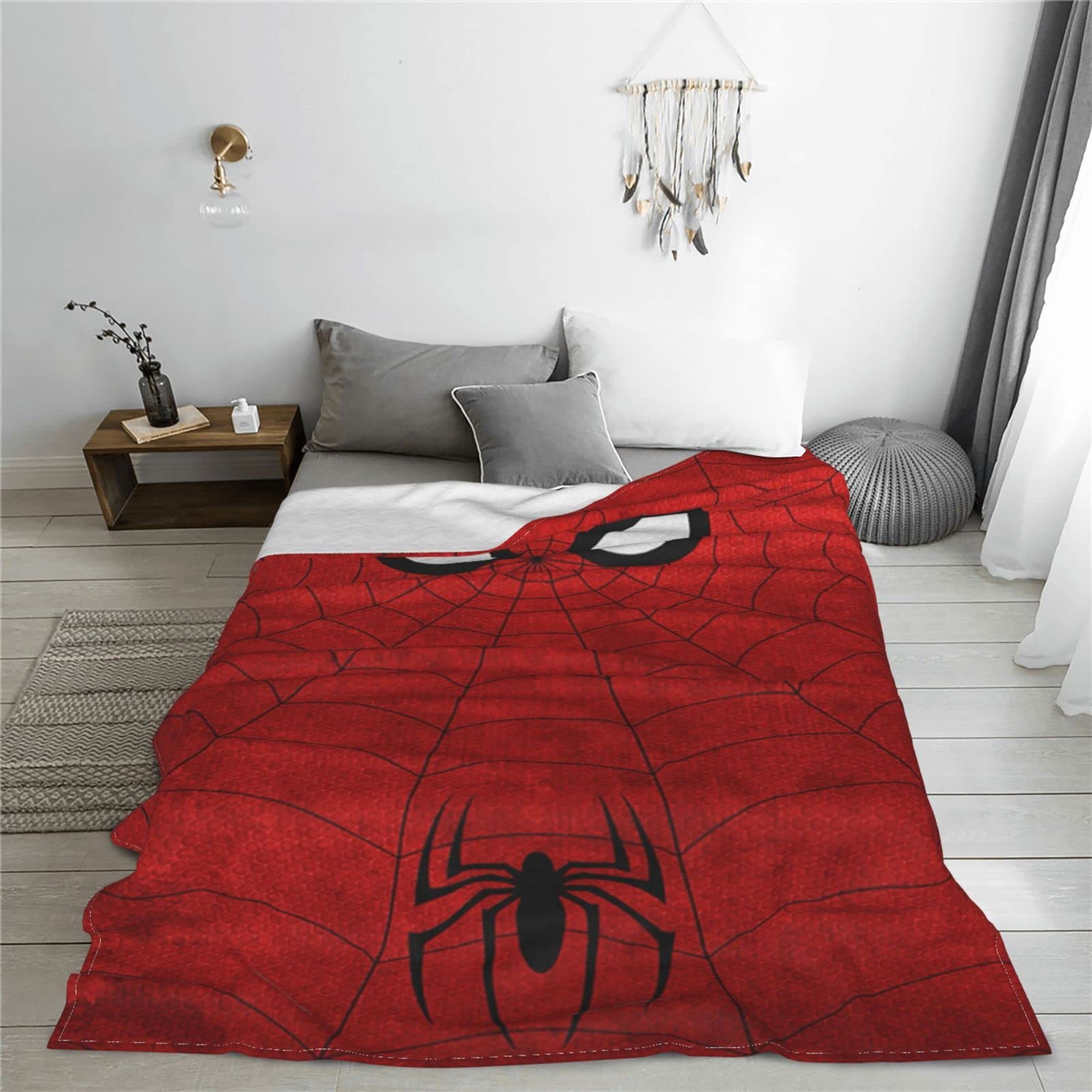 Red Spider Fleece Throw Blanket - Fun Hero Fleece Throw Blanket for Girls & Boys, Soft & Cozy Plush Lightweight Fabric Bed, Cool Bedroom Decor, Kids Throw Blanket - Size 50”x 60”