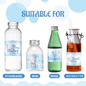 39 Elephant Baby Shower Water Bottle Labels Waterproof Water Bottle Wrappers Water Bottle Stickers Baby Shower Bottle Wraps Decorations for Baby Shower Birthday Party Water Labels Supplies (Blue)