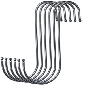 gotoone s hooks hanging metal hook (6 pack) stainless steel large 6 inch with round stopper non slip for closet clothes plants cups towels tools ornament (silver)