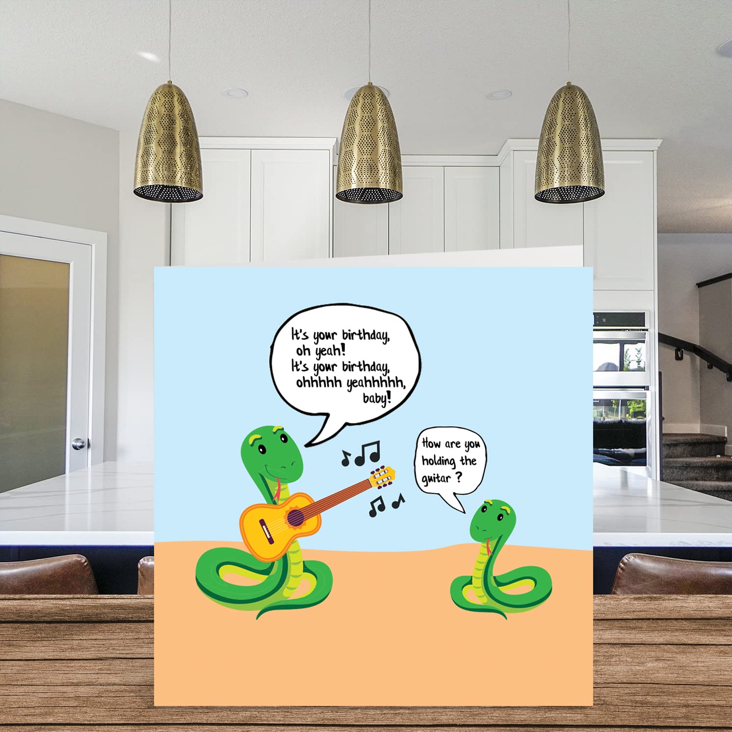 Funny Birthday Cards for Men Humor Women - Snake Playing Guitar - Joke Sister Brother Birthday Cards for Him or Her, 5.7 Inch Greeting Cards, Womens Mens Birthday Cards for Mom Dad Papa Aunt Uncle