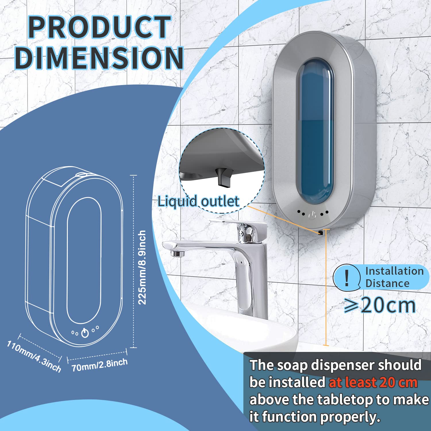 Automatic Soap Dispenser Touchless, Haiaoxonr 700ml wall mounted soap dispenser supports hand soap, dishwashing liquid, etc. for bathroom, kitchen, hotel, office, home and commercial places.