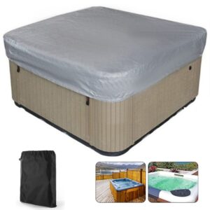 hot tub top cover, square waterproof uv resistance spa bathtub protector covers with tightening elastic rope, outdoor furniture anti-snow cover, swimming pool dust cover (215*215*30cm,grey)