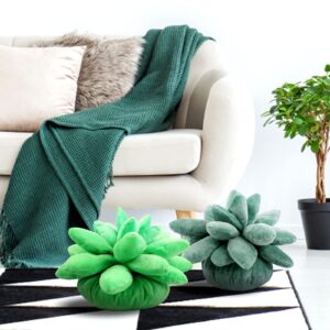 2Pcs 3D Succulents Cactus Pillow 9.8x7.8 Inch 3D Succulent Throw Pillow Cactus Plush Cute Succulents Flower Plant Shaped Cushion Baby Green Plant Throw Pillows Sofa Cushion Office Pillow Kids Toys