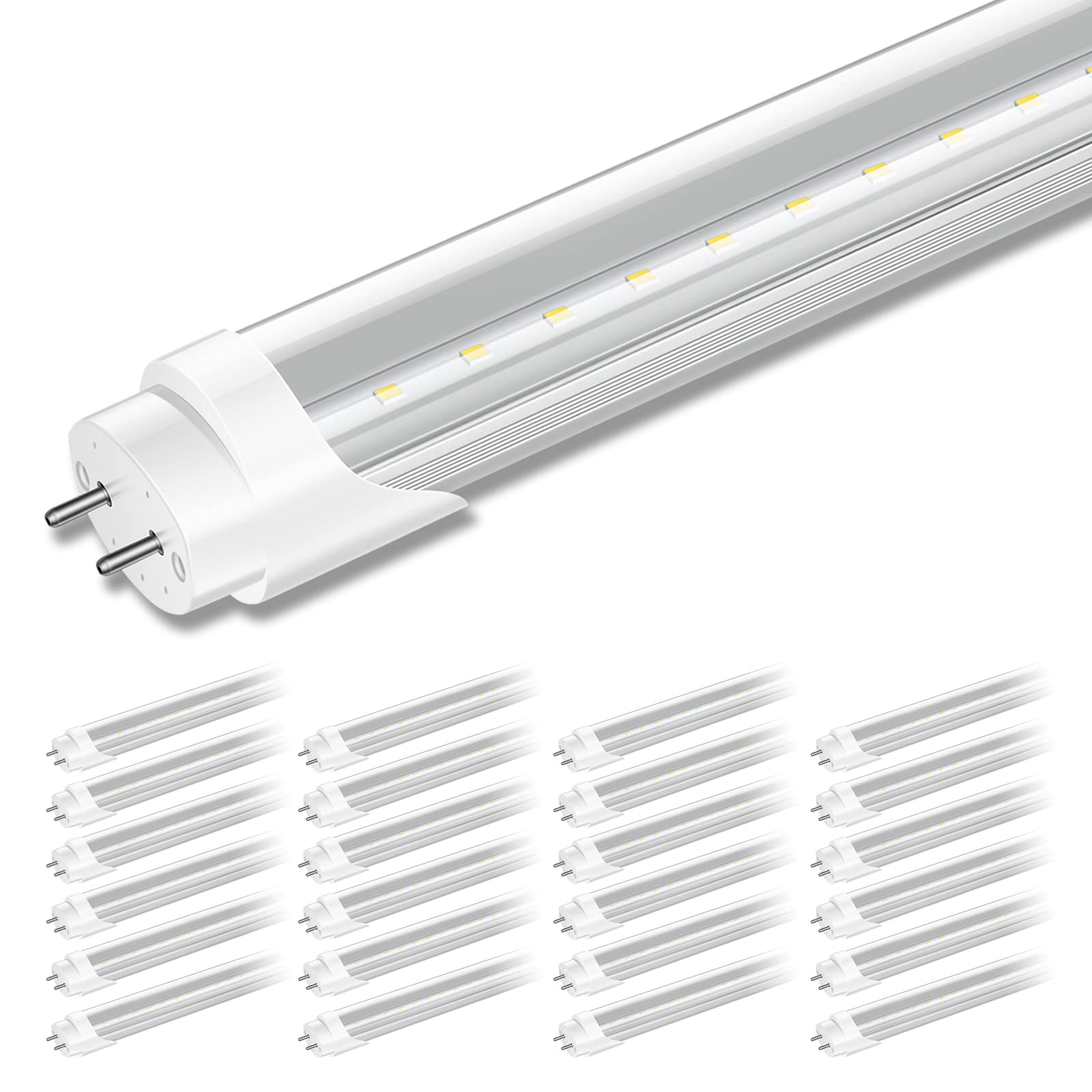 Marxlait 24 Pack T8 LED Bulbs 4FT, 6000K Daylight, 40W Equivalent, Ballast Bypass, Dual Ended Type B Light Tube, LED Fluorescent Tube Replacement T8 T12, Non-dimmable