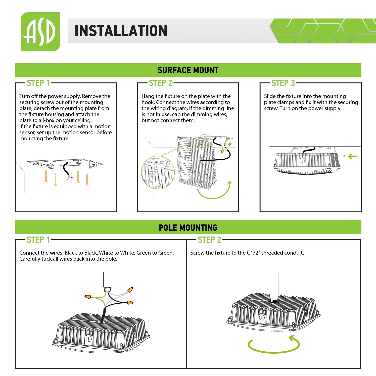 ASD LED Canopy Light 100W UL & DLC Listed, led Canopy Lights Outdoor and Indoor, Dimmable 0-10V, 12050lm, 5000K, 11"x11", 120-277V, IP65, -4℉—104℉, Brown