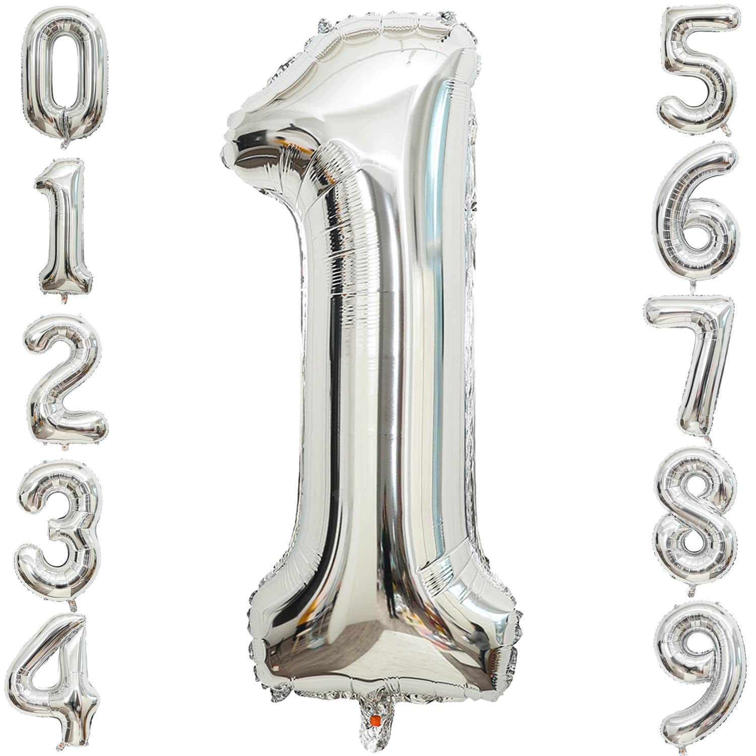 40 Inch Large Silver Number 1 Letter Balloon, Alphabet Letter Mylar Foil Helium Big Number Balloons for Birthday Anniversary Party Graduations Festival Decorations