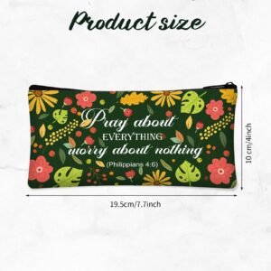 Zonon Bible Verse Pencil Pouch Faith Journals for Women, Rustic Floral Patterned Inspirational Quote Bible Pencil Case Bible Study Supplies Makeup Bags for Women, 6 Pieces (Novel Style,7.7 x 4 Inch)