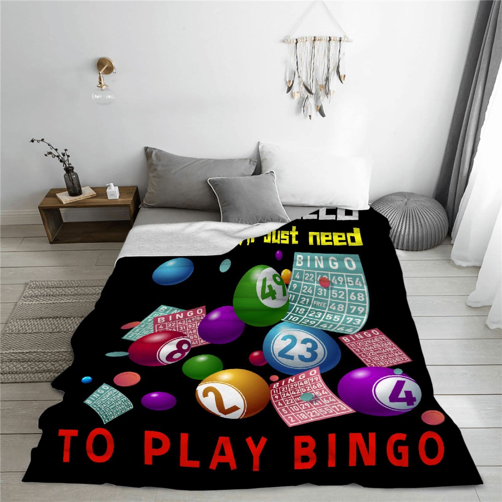 SANBOBO I Don't Need Therapy, I Just Need to Bingo Flannel Fleece Blanket Throw Couch Microfiber Soft Cozy Lightweight Luxury Bed Blanket 80"x60"for Adult