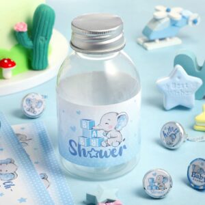 39 Elephant Baby Shower Water Bottle Labels Waterproof Water Bottle Wrappers Water Bottle Stickers Baby Shower Bottle Wraps Decorations for Baby Shower Birthday Party Water Labels Supplies (Blue)