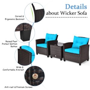 3 PCS Patio Furniture Set, OneSize, Turquoise