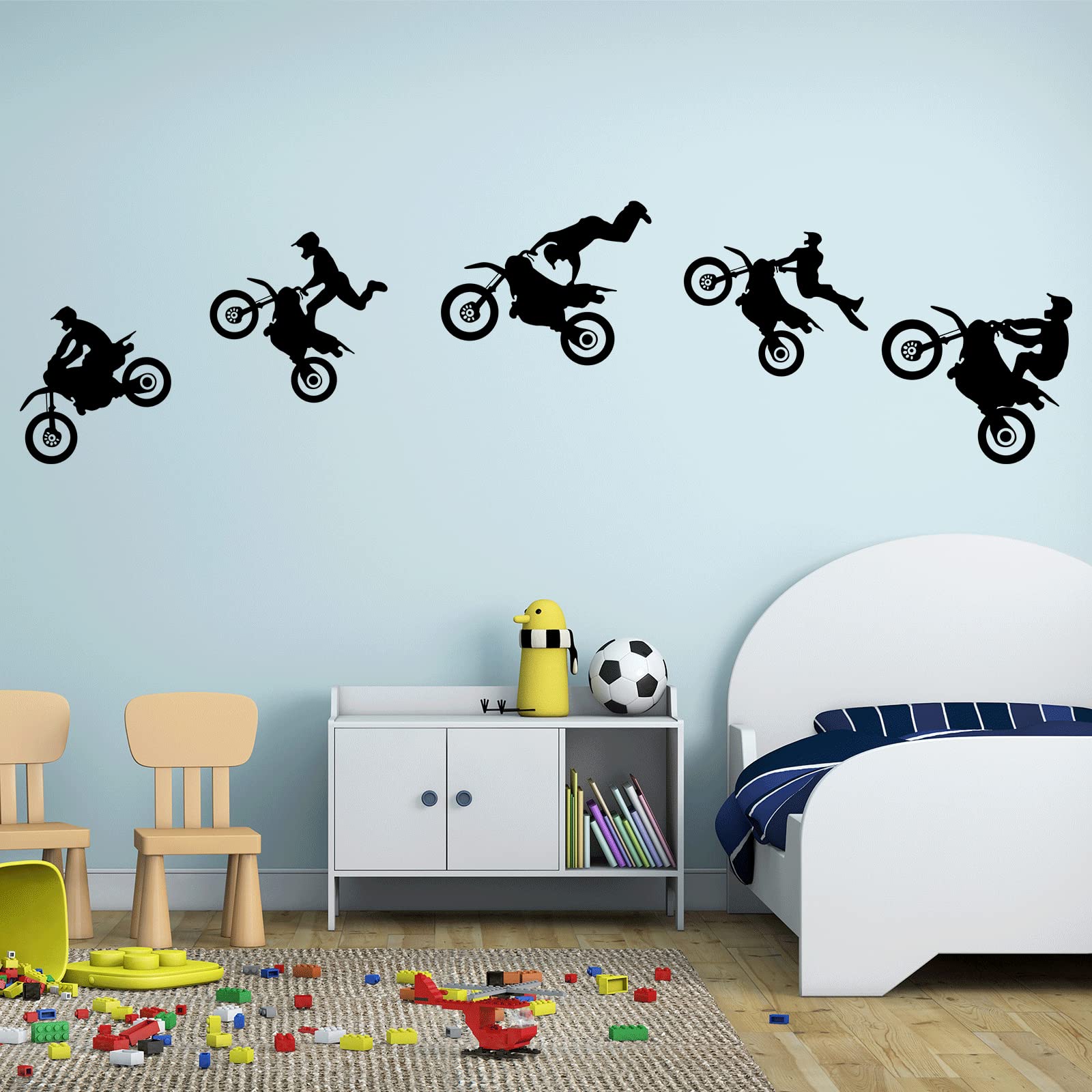 Dirt Bike Stickers Motocross Stickers Motorcycle Wall Decal Sports Wall Stickers for Living Room Bedroom Boys Room Decoration