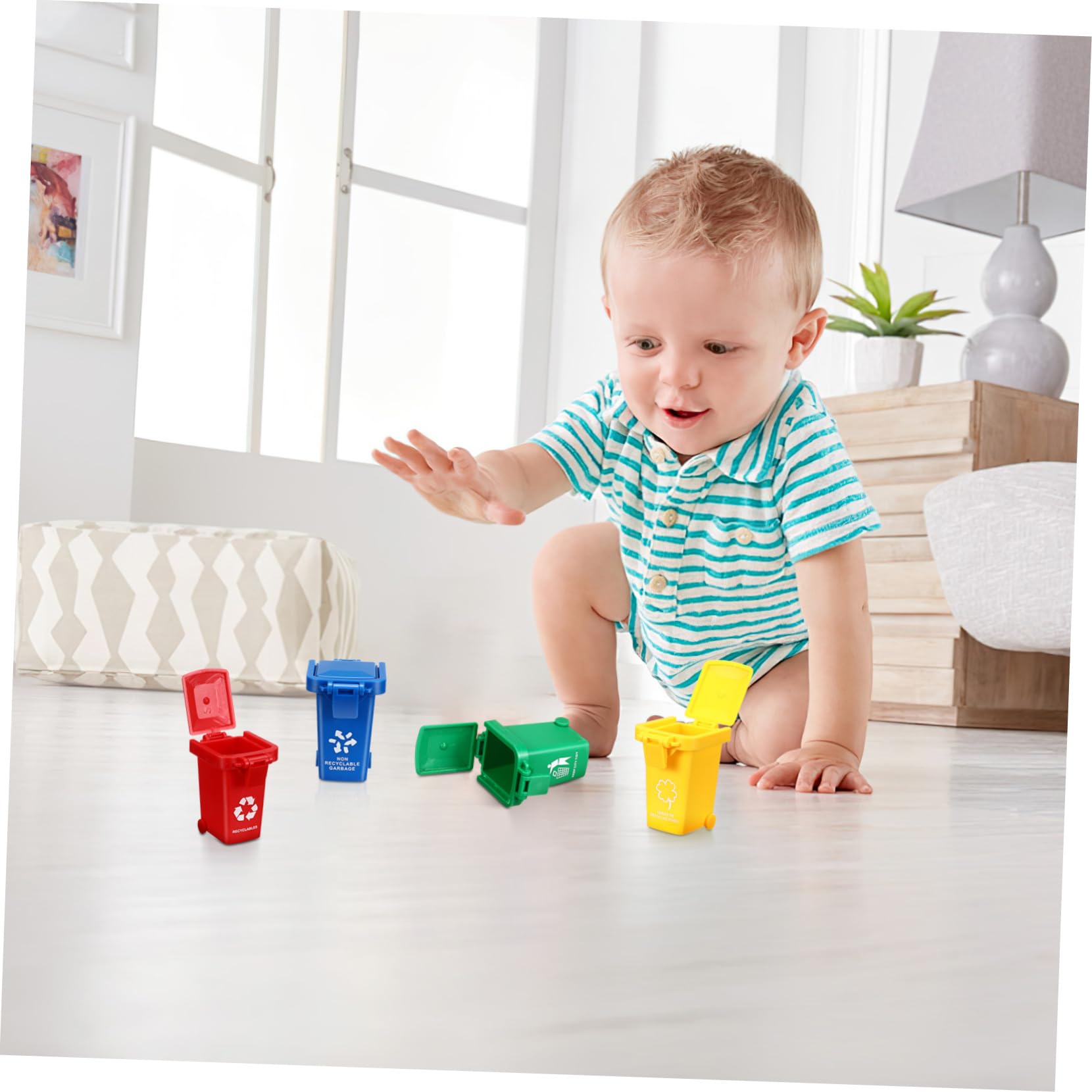 Vaguelly Toddler Toys Kids Toys Kids Toys 4Pcs Trash Desk Mini Plastic Trash Can Small Waste Bin Garbage Trucks Trash Cans Mini Storage Containers Recycle Bin Recycle Bin Kids Toys