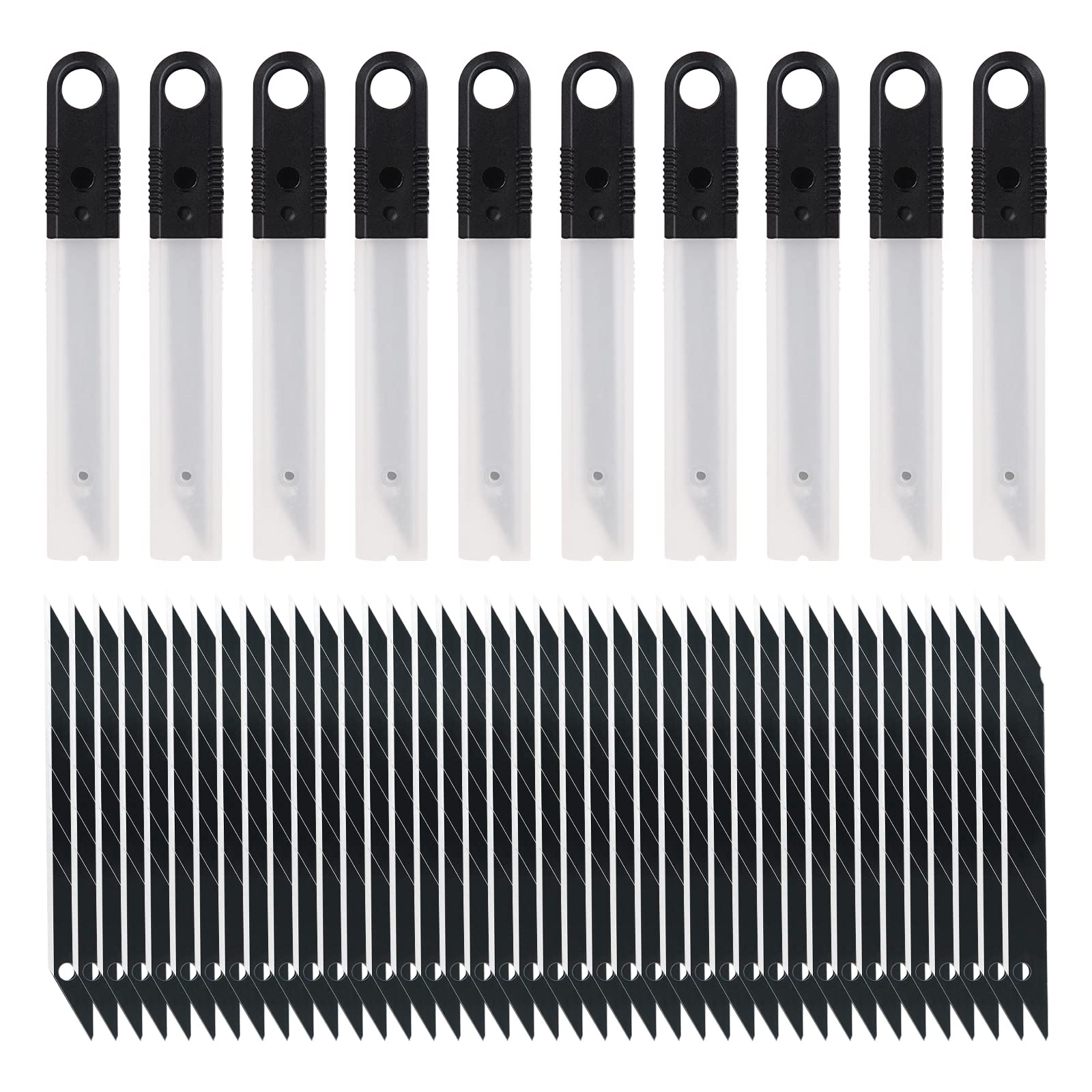 MANUFORE 100PCS 9mm Snap-off Replacement Blades 30 Degree SK5 Black Blades for 9mm Universal Art Knife for Wallpaper, Paper, Eyebrow Pencil, Crafts