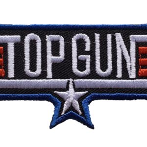 Top Gun Logo, Size 4.5x1.5 Inches Embroidered Iron on Patch. by TheDNtrading.