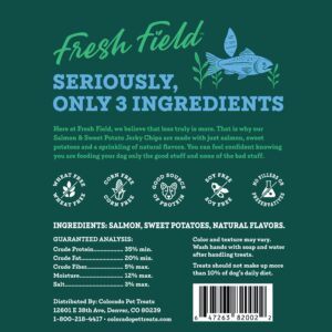 Fresh Field Salmon & Sweet Potato Jerky Chips, 5 oz – All-Natural Dog Treats, USA Made, No Fillers, Omega-3 Rich