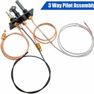 Propane and Natural Gas Pilot Assembly Replaces 10002265 10002264, LP NG 3 Way Pilot Replacement for Majestic,Temco,Vermont Castings Dutchwest,Fireplace and Stoves(Include Free NG Nozzle)