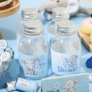 39 Elephant Baby Shower Water Bottle Labels Waterproof Water Bottle Wrappers Water Bottle Stickers Baby Shower Bottle Wraps Decorations for Baby Shower Birthday Party Water Labels Supplies (Blue)