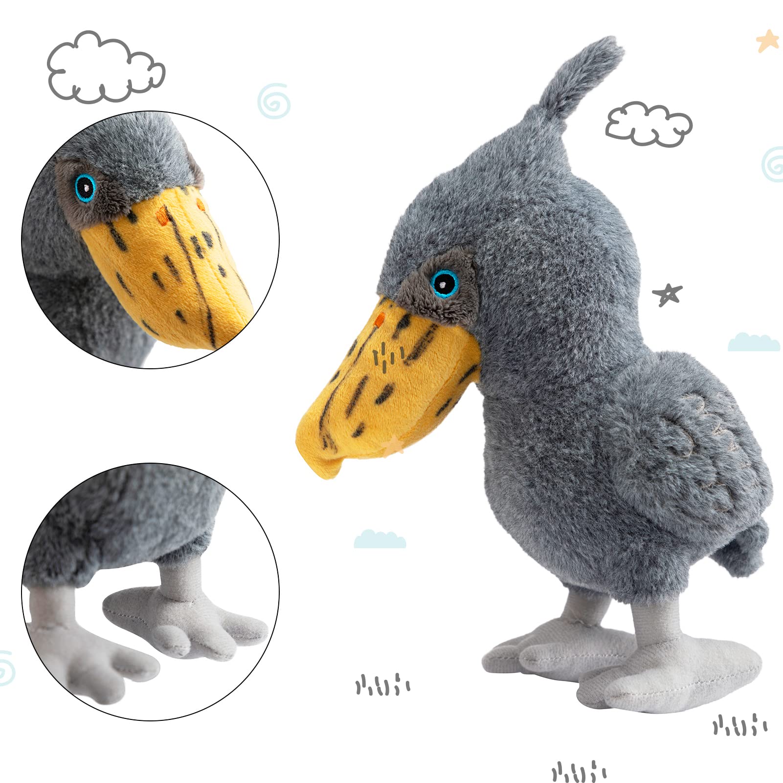 Hollypet Squeaky Shoebill Whale Head Stork Pet Plush Stuffed Dog Chew Toy