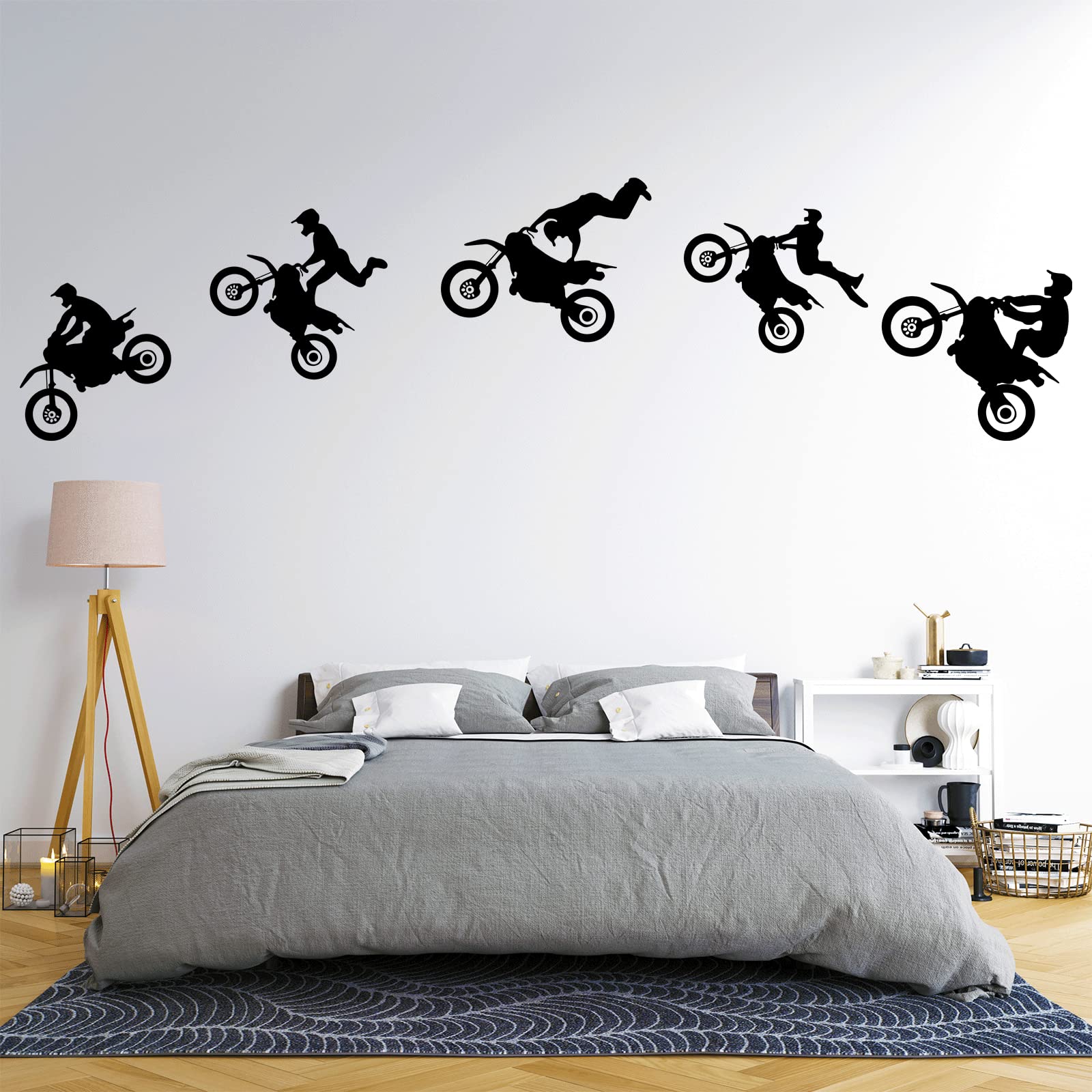 Dirt Bike Stickers Motocross Stickers Motorcycle Wall Decal Sports Wall Stickers for Living Room Bedroom Boys Room Decoration