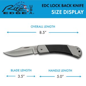 Szco Supplies 8.5” Black G10 Handled Lock Back Folding EDC Utility Knife with Leather Sheath