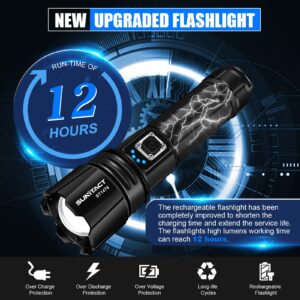 Sunitact Flashlights High Lumens, Rechargeable Led 200000 Lumen XHP70.2, Super Bright High Powered Handheld Flashlights for Emergency Camping Gift, IP67 Waterproof, Adjustable