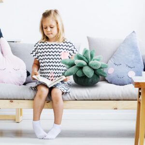 2Pcs 3D Succulents Cactus Pillow 9.8x7.8 Inch 3D Succulent Throw Pillow Cactus Plush Cute Succulents Flower Plant Shaped Cushion Baby Green Plant Throw Pillows Sofa Cushion Office Pillow Kids Toys